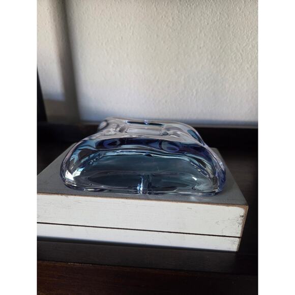 Anchor Hocking Atomic Amoeba Glass Ashtray Blue Iridescent Mid Century 5.5" - Picture 6 of 8